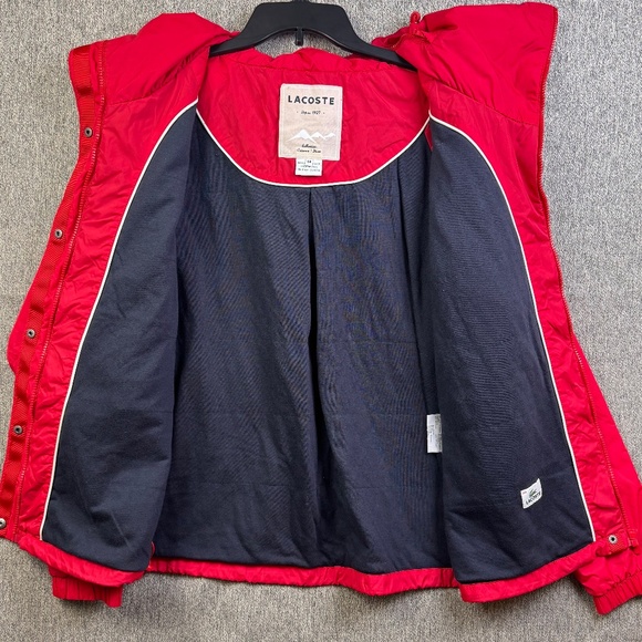 Lacoste Soft Shell High Neck Red Jacket Packable Hood Women's Size 44 (US L) - Picture 3 of 11